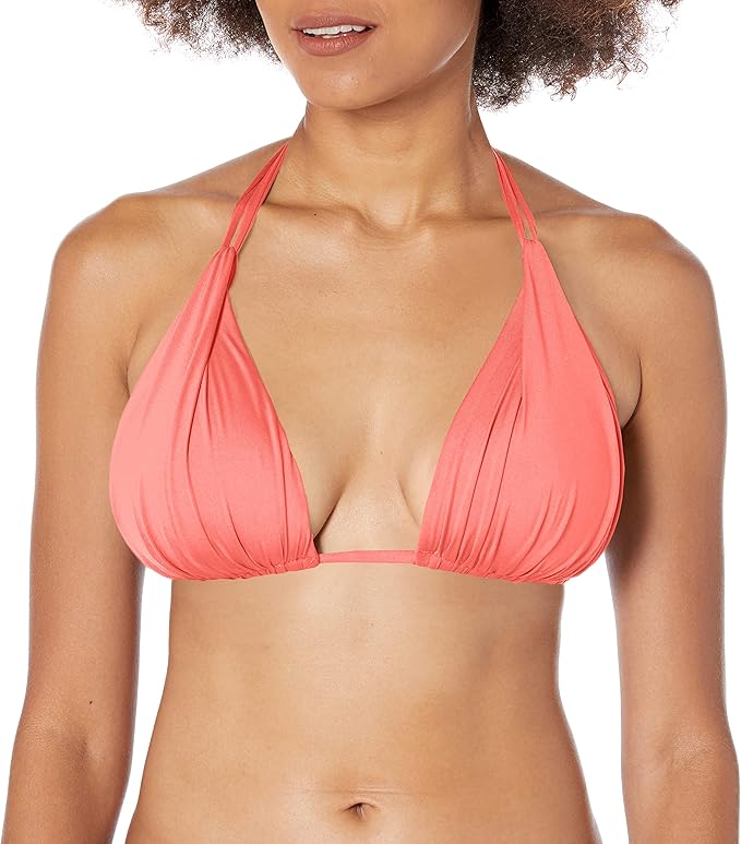 Island Goddess Rouched Halter Bikini Swimsuit Top