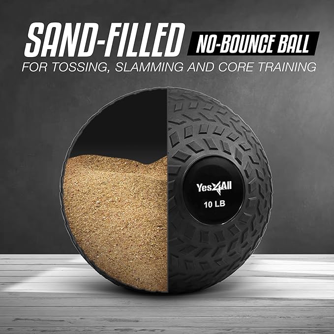 Yes4All Slam Balls, 10-40lb Weighted Ball Weight, Durable PVC Sand Filled Workout Dynamic Slam Ball for Core Strengthen