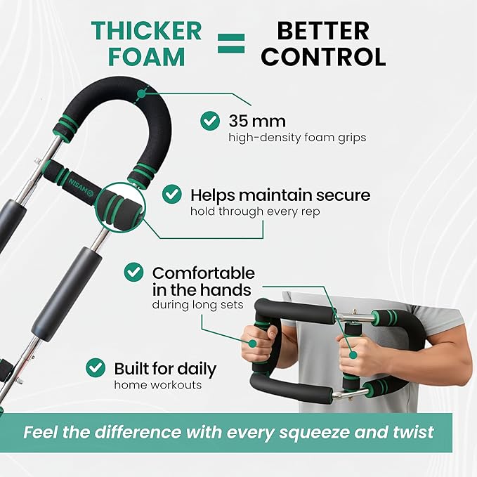 Twister Arm Trainer, Adjustable Chest & Arm Workout Equipment for Men & Women with 6 Springs (30-120 lbs) & 3 Resistance Bands, Home Workout Equipment and Forearm Trainer with Poster & Storage Bag