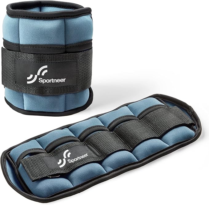 Sportneer Adjustable Ankle Weights Set - 1 Pair (2-10 lbs) Removable Sandbags for Women & Men, Comfortable Neoprene Leg Weights for Walking, Running, Pilates, Yoga, Home Workout & Physical Therapy