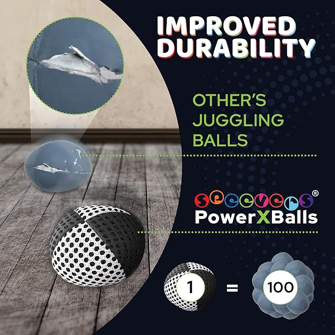 speevers Weighted Juggling Balls for Fitness 650g, Set of 3 Power XBalls with Carry Pouch, Fun Indoor Home Workout Aids for Weight Loss and Training, Best Exercise Gifts for Men and Women