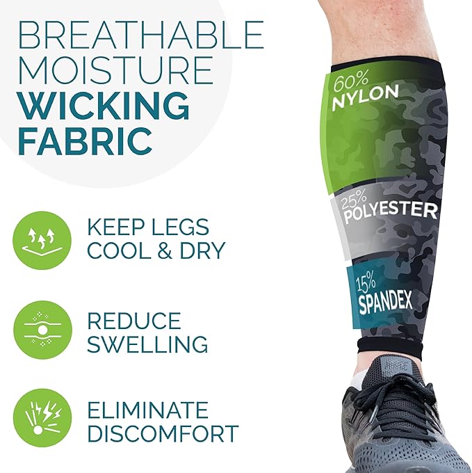 Run Forever Calf Compression Sleeves for Men and Women - Leg Compression Sleeve - Footless Compression Socks for runners