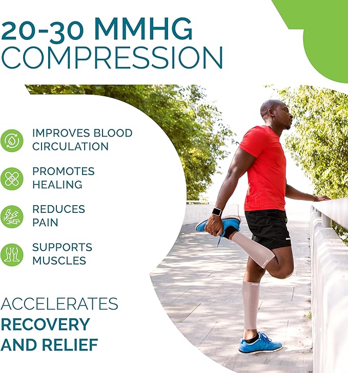 Run Forever Calf Compression Sleeves for Men and Women - Leg Compression Sleeve - Footless Compression Socks for runners
