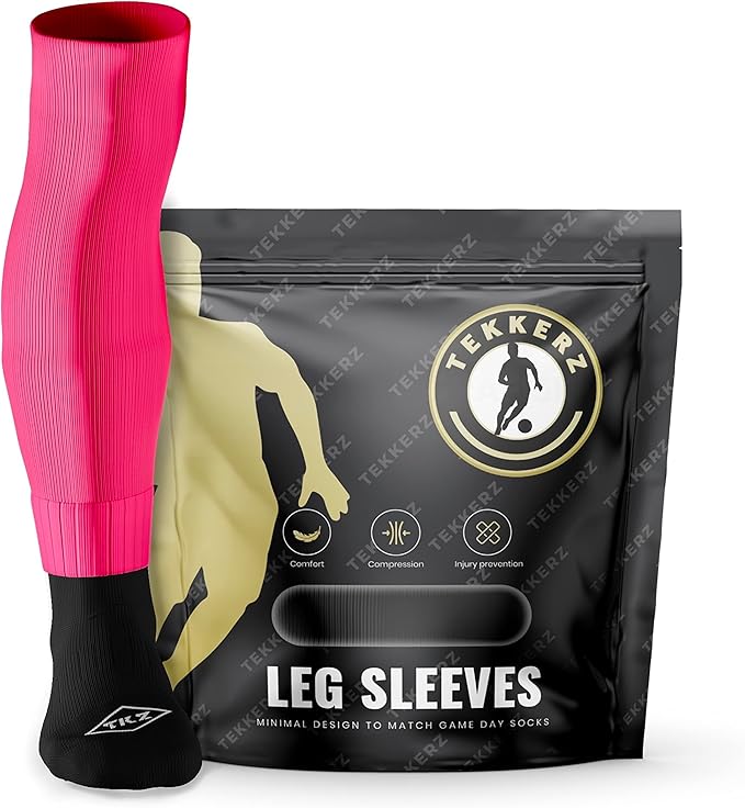 Tekkerz leg sleeve over 20 color variations compatible with grip socks for soccer, football, hockey, rugby athletic socks