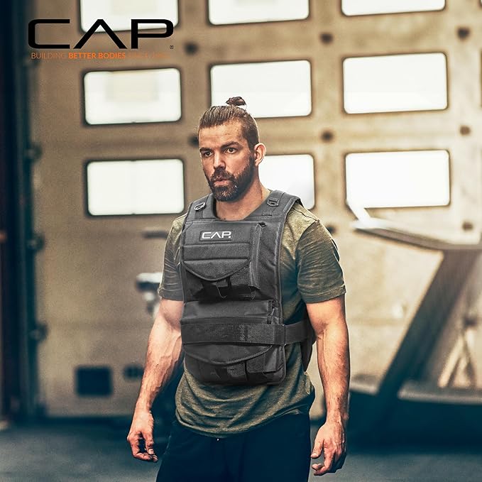 CAP Barbell Adjustable Weighted Vest | 20-150 lbs | Heavy-Duty Workout Vest with Removable Iron Weights for Strength Training, Cardio, Running, and Calisthenics