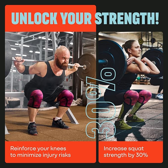 Mava Sports Knee Sleeves Weightlifting Men & Women, 7mm Neoprene Knee Sleeves for Women and Men, Ideal for Cross Training WOD, Squats, Powerlifting