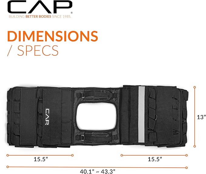 CAP Barbell Adjustable Weighted Vest | 20-150 lbs | Heavy-Duty Workout Vest with Removable Iron Weights for Strength Training, Cardio, Running, and Calisthenics