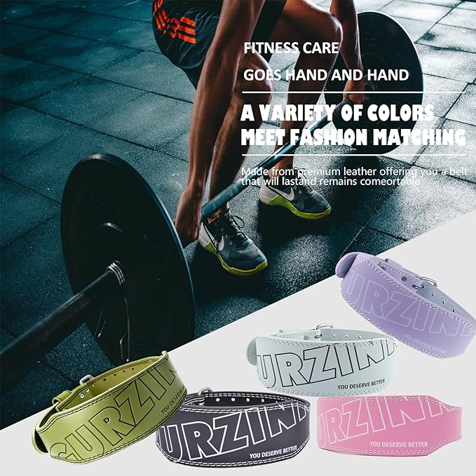 9mm Leather Fitness Weight Lifting Belt for Women&Men with 4 Inches Padded Lumbar Support for Power Lifting Workout & Squats Exercise