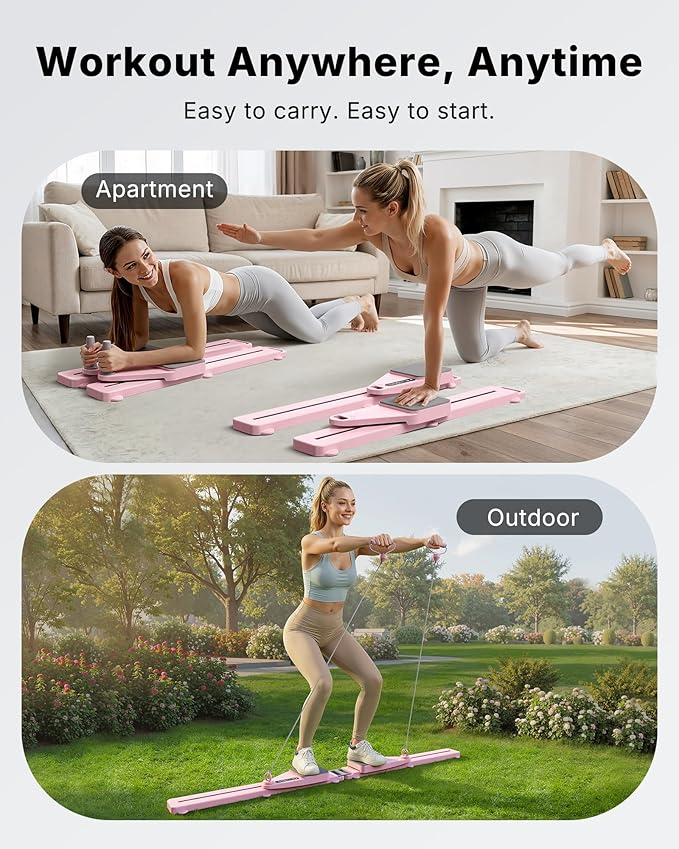 MERACH Pilates Board, Pilates Reformer Set with Timer and Resistance Bands, Portable Pilates Equipment for Home Workout, Ab Core Trainer Pilates Kit for Women and Beginners