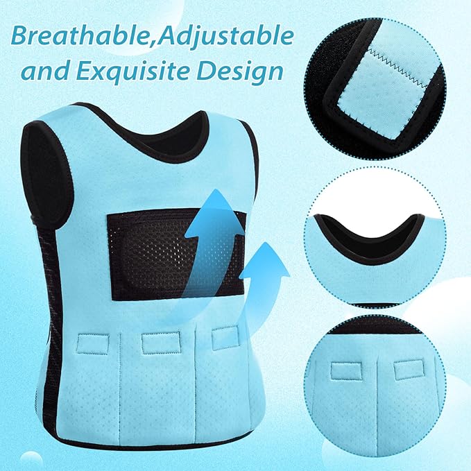 Janmercy Weighted Vest for Kids Ages 4 to 7 and Ages 8+ Boy Girl Adjustable Breathable Compression Vest for Processing Issue(Solid Color,Small,Blue)
