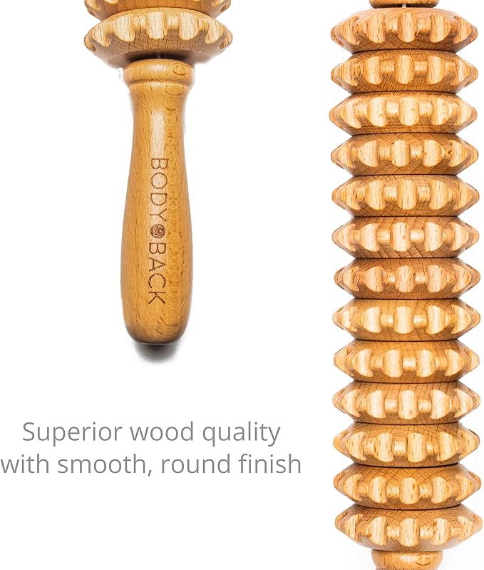Body Back Wood Therapy Roller for Maderoterapia, Lymphatic Drainage, Cellulite Massage, and Massage Rolling, Natural Muscle Massage Stick Tool for Massage and Relaxation