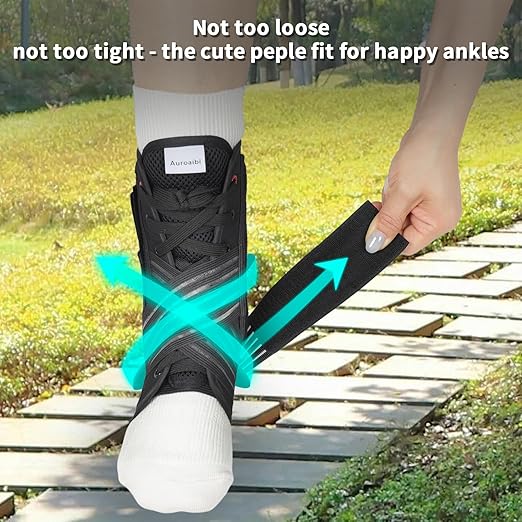 Ankle Brace for Sprained Ankle Lace up Support Brace for Women Men with Side Splints Adjustable Ankles Stabilizer for Injury Recover, Sports, L