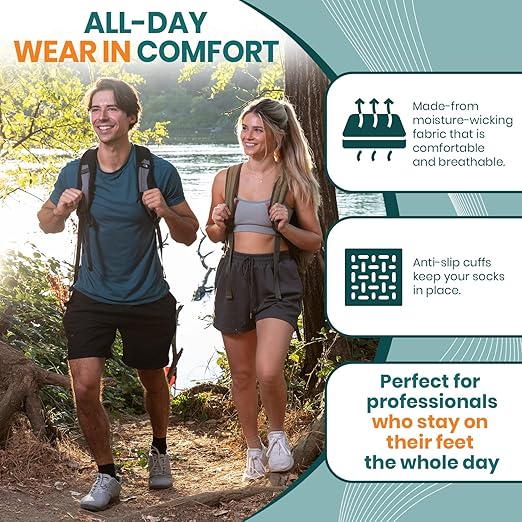 Ankle Brace for Women & Men - Compression Socks 20-30mmHg, Achilles Tendonitis, Plantar Fasciitis Relief, Sprained Ankle, Heel Spurs, Foot Swelling & Fatigue, Arch Support (1 Pair)