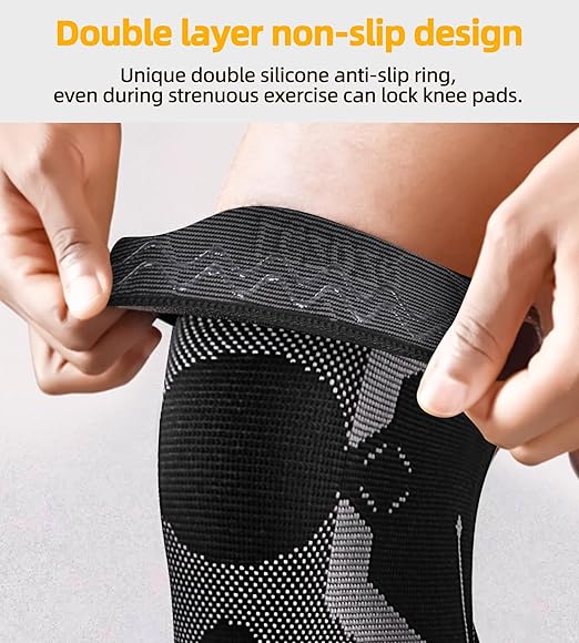Knee Braces 2-Pack - Compression Sleeves for Men & Women, Knee Pain Relief for Arthritis, Meniscus Tear, Running, Gym, Basketball - Black M(Check Sizing)