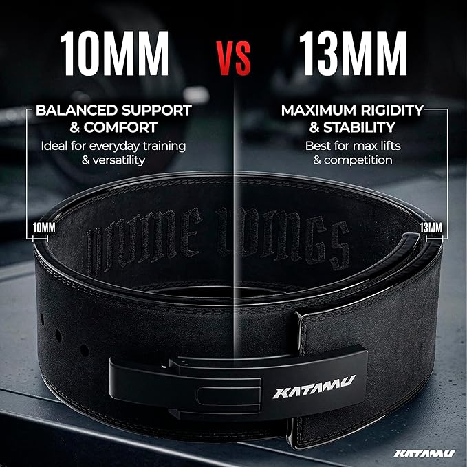 Katamu Premium Leather Lever Weightlifting Belt – Secure Steel Lever, Powerlifting Support for Deadlifts, Squats & Heavy Lifts - Be A Hero