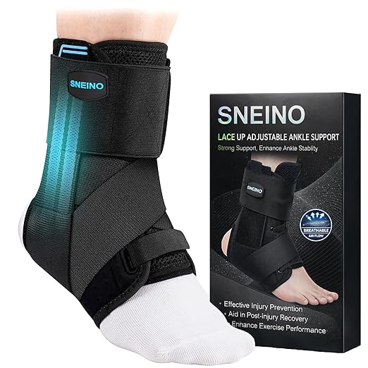 Ankle Brace for Women Men - Ankle Support Brace for Sprained Ankle, Ankle Stabilizer for Achilles, Tendon, Sprain, Injury Recovery, Lace up Ankle wrap for Running, Basketball, Volleyball (Upgrade Ankle Brace, Small)