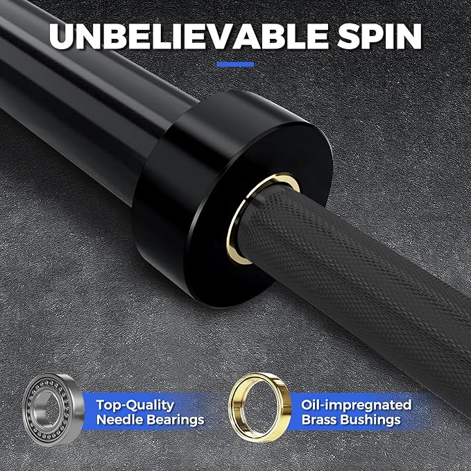 7ft Olympic Barbell Bar 45LB Load 1500lbs Capacity Available, for Gym Home Exercises, Weightlifting, Powerlifting for 2" Olympic Plates
