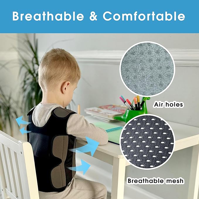 Weighted Vest for Kids - Compression Vest for Children with Sensory Issues, Autism, ADHD - Adjustable Kids Weighted Vest Includes 6 Removable Weights (Small, Ages 2 to 4)