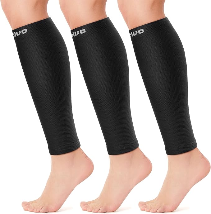 CAMBIVO 3-Pair Calf Compression Sleeves for Men & Women – Footless Socks for Shin Splints & Leg Pain Relief, 1 Pair Available