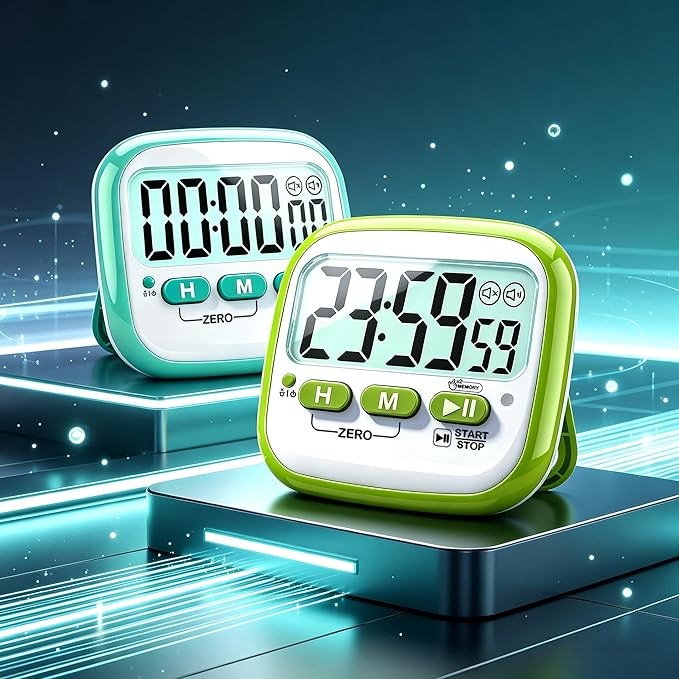 Antonki 2 Pack Classroom Timers for Kids Teachers, Magnetic Countdown Digital Kitchen Timer for Cooking, Study, Exercise, Games, Time Mangement - Loud/Silent Mode - Battery Included
