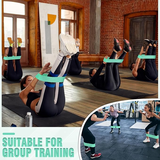 12 Pcs Fabric Resistance Bands for Working Out Booty Workout Stretch Exercise Bands Non Slip for Legs Squat Resistance Loop for Women Men Starter Butt Hip Thigh Fitness