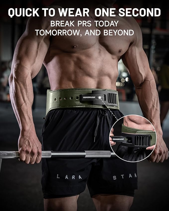 MANUEKLEAR Tapered Lever Weight Lifting Belt, 10MM Quick Locking Lever Belt Weightlifting Men, Lifting Belt Lever for Powerlifting & Deadlifts