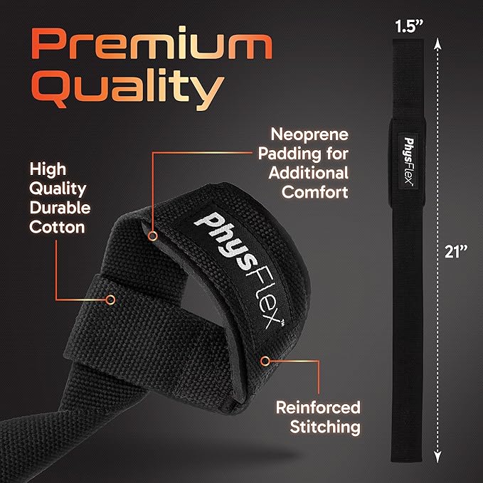 Grip Lifting Straps for Weightlifting and Strength Training, Premium Cotton and Padded Wrist Wraps, Gym Deadlift for Men & Women
