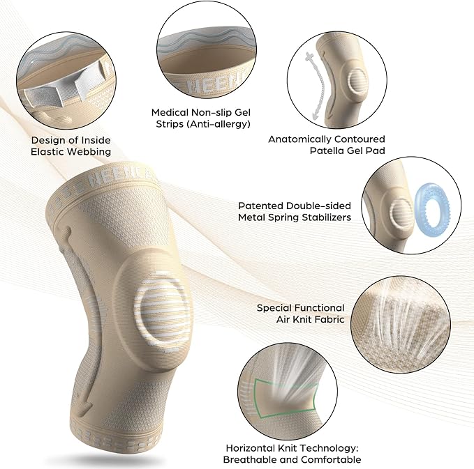 NEENCA Plus Size Knee Brace for Women & Men, Knee Compression Sleeve for Large Leg and Big Thigh, Knee Support with Side Stabilizers for Knee Pain Relief, Meniscus Tear, Arthritis, ACL, Sports. ACE-59