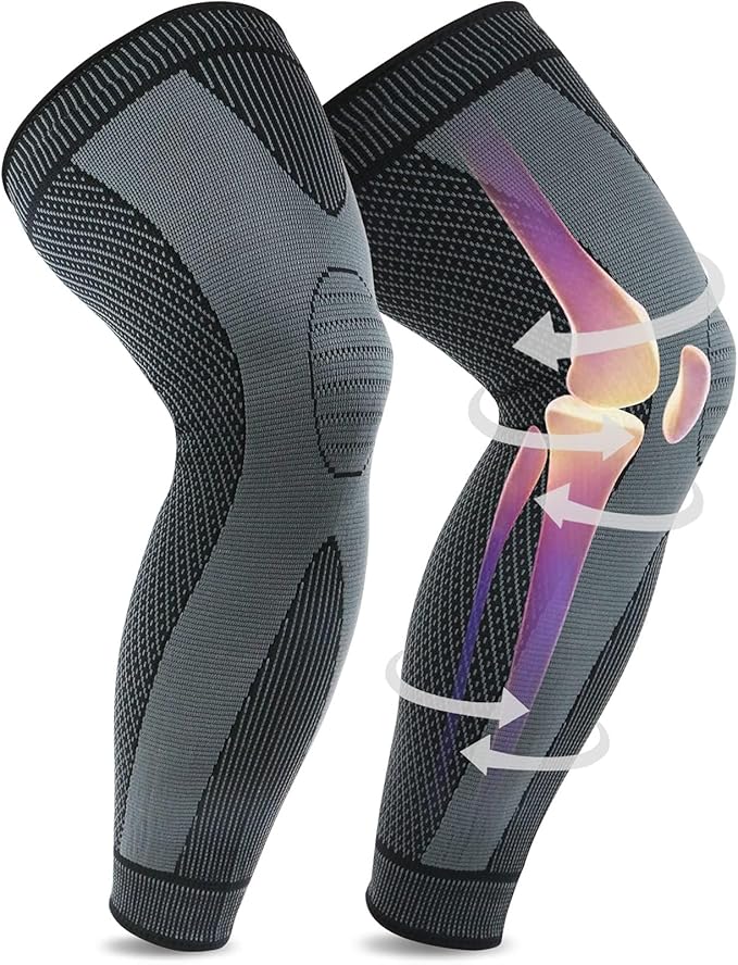 beister Full Leg Sleeve, Knee Braces for Knee Pain Women & Men, Knee Compression Sleeves, Knee Support for Meniscus Tear, ACL, Arthritis, Joint Pain Relief,Sport (Pair)