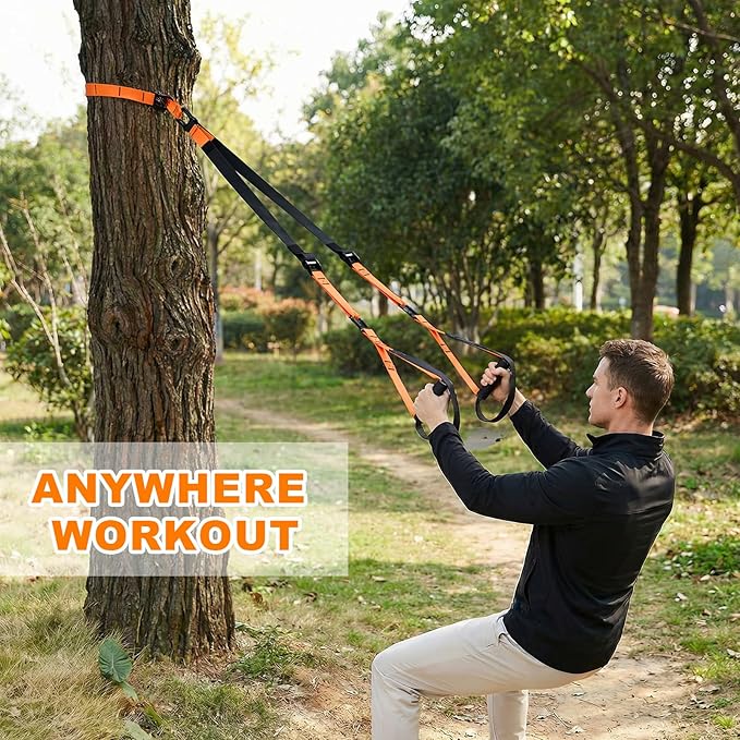 WELSPO Home Resistance Training Kit with 2 Resistance Bands, Exercise Guide & Door Anchor-350lb Capacity Nylon Bodyweight Straps for Full Body Workout, Strength Training & Travel Fitness