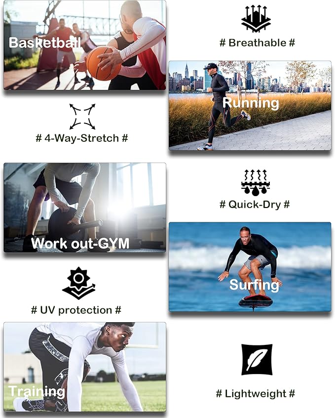5 or 4 Pack Compression Shirts for Men Long Sleeve Athletic Base Layer Undershirt Gear T Shirt for Workout