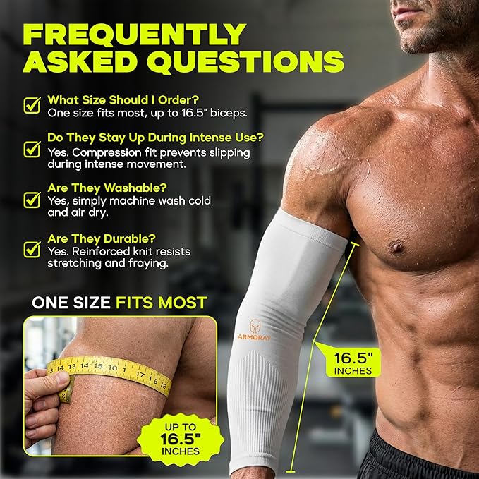ARMORAY Arm Sleeves for Men and Women - UV Sun Protection Cooling Compression - Tattoo Cover Up Sleeve for Daily Wear & Work