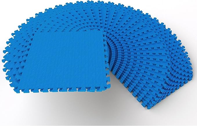 BalanceFrom 36 Piece Foam Floor Mat Puzzle Tiles, 1/2” Thick, 144 Sq Ft, Blue