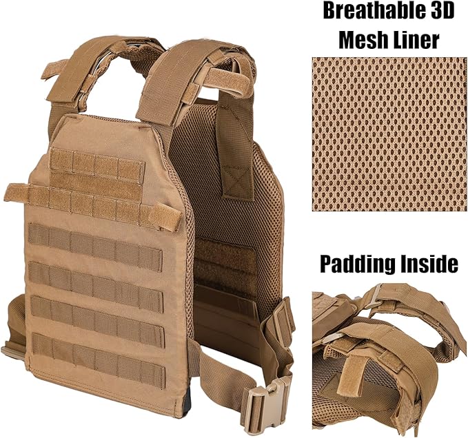 Adjustable Weighted Vest Fitness Sport Training Strength and Endurance Training,Quick Release with Molle for Running,Fitness Workouts