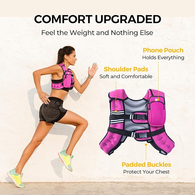 PACEARTH Weighted Vest,6lb/8lb/10lb/12lb/16lb/20lb/25lb/30lb Weight Vest with Reflective Stripe, Body Weight Vests for Women, Men, Weight Loss Workout, Strength Training, Running, Walking, Jogging