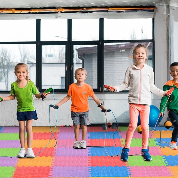 Ecally 100 Pcs 12 x 12 Gym Mat Foam Floor Mats for Home Gym Covers 96 Sq Ft Puzzle Exercise Square Interlocking Carpet Tiles with Border for Workouts Equipment Yoga Pilates (Multicolor)