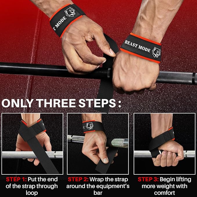 TECEUM Lifting Straps for Weightlifting Gym Strength Training - Wrist Straps with Neoprene Padded Cotton - Men & Women – Ideal for Powerlifting, Bodybuilding & Deadlifts