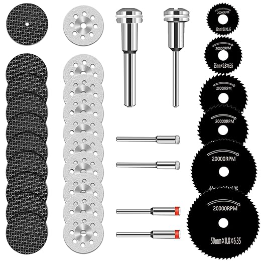 Cutting Wheel Set for Dremel Rotary Tool, HSS Circular Saw Blades, Resin Cutting Discs, 545 Diamond Cutting Wheels, 3 Different Cut off Wheels for Cutting Wood, Glass, Plastic, Stone, Metal, DIY Craft