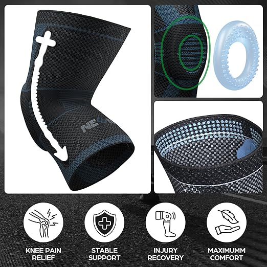 NEENCA Professional Knee Brace for Pain Relief, Medical Knee Compression Sleeve, Knee Support with Horizontal Knit Tech for Meniscus Tear, ACL, Arthritis, Joint Pain, Runner, Workout