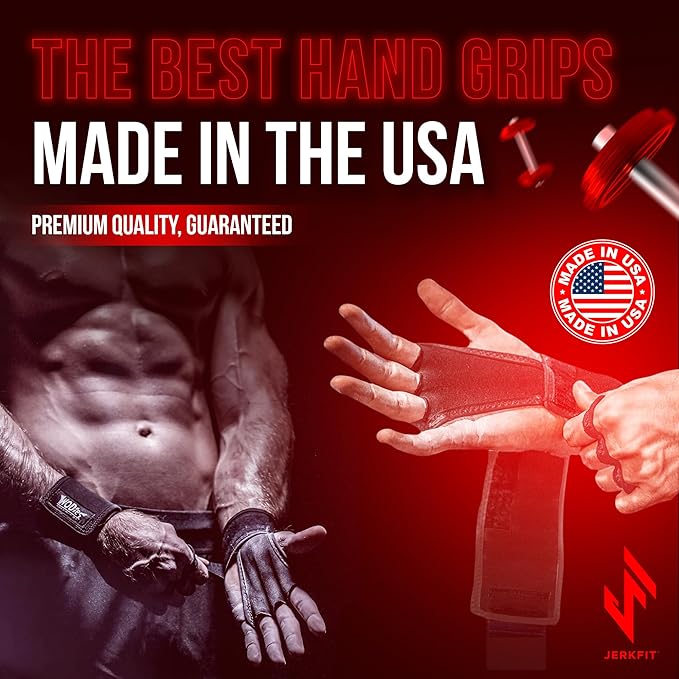 JerkFit WODies Gymnastics & Weightlifting Grips with Wrist Wraps – 3 Hole Versatile Gym Gloves for Pull Ups, Gym Training & Cross Training – Hand Grips Palm Protector for Men & Women