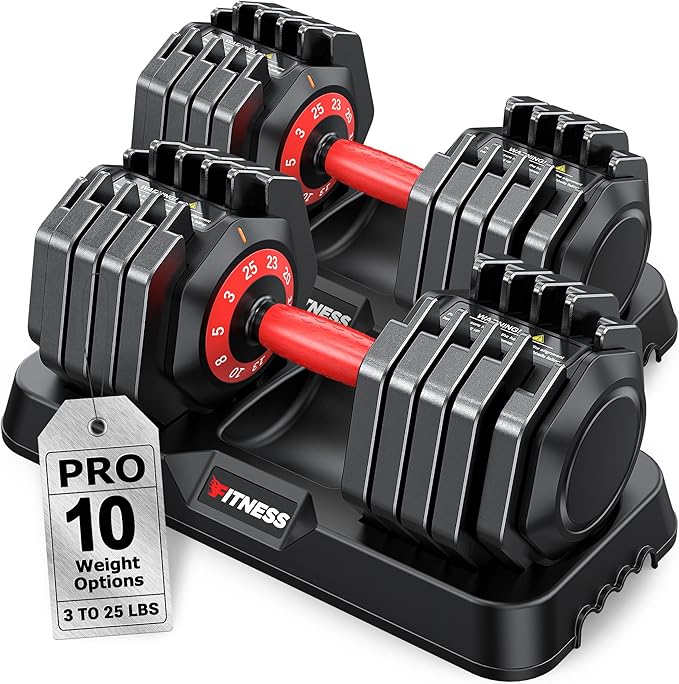 Adjustable Dumbbells Set of 2, 1 Hand Adjustable Weights Dumbbells Set, 5 in 1/10 in 1 Free Dumbbell with Anti-Slip Texture Handle, 25/55/80lb Pair Weight Set For Home Gym Suit both Men and Women