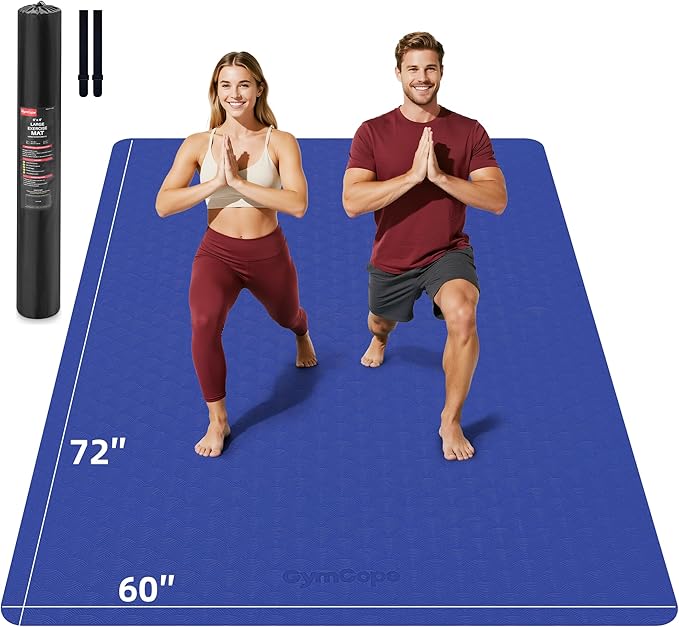 Extra Large Yoga Mat – 72"x48" or 78"x57", 1/4"–1/2" Thick Mat for Women & Men, TPE Non-Slip Pilates Mat for Home Gym, Yoga, Stretching, Meditation