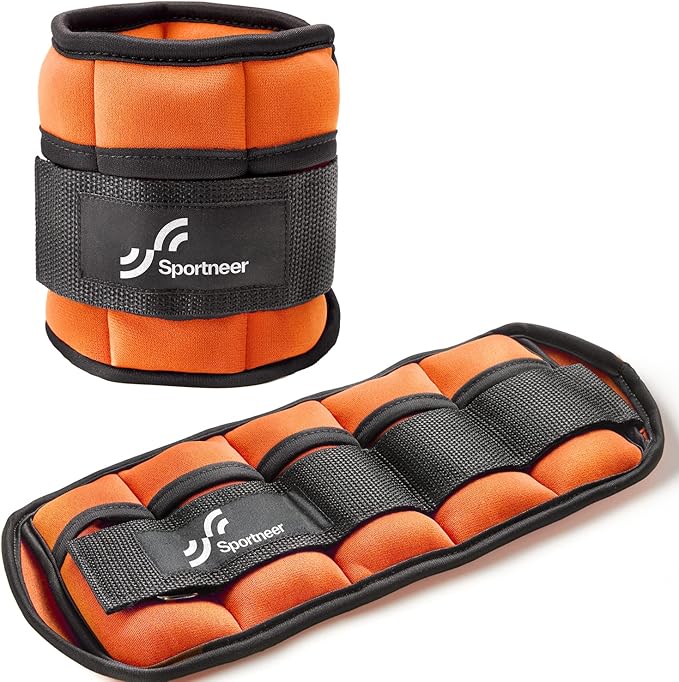 Sportneer Adjustable Ankle Weights Set - 1 Pair (2-10 lbs) Removable Sandbags for Women & Men, Comfortable Neoprene Leg Weights for Walking, Running, Pilates, Yoga, Home Workout & Physical Therapy