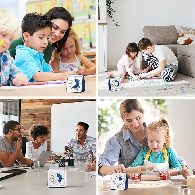 Secura 60-Minute Visual Timer, Classroom Timer, Countdown Timer for Kids and Adults, Time Management Tool for Teaching (Navy Blue & Navy Blue)