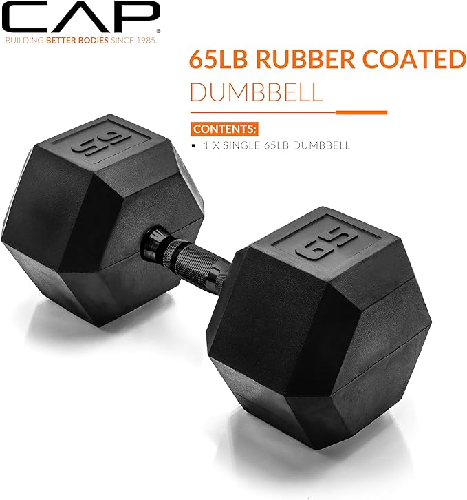 CAP Barbell Coated Hex Dumbbell Weight - Single | 10-120 lbs | Multiple Options