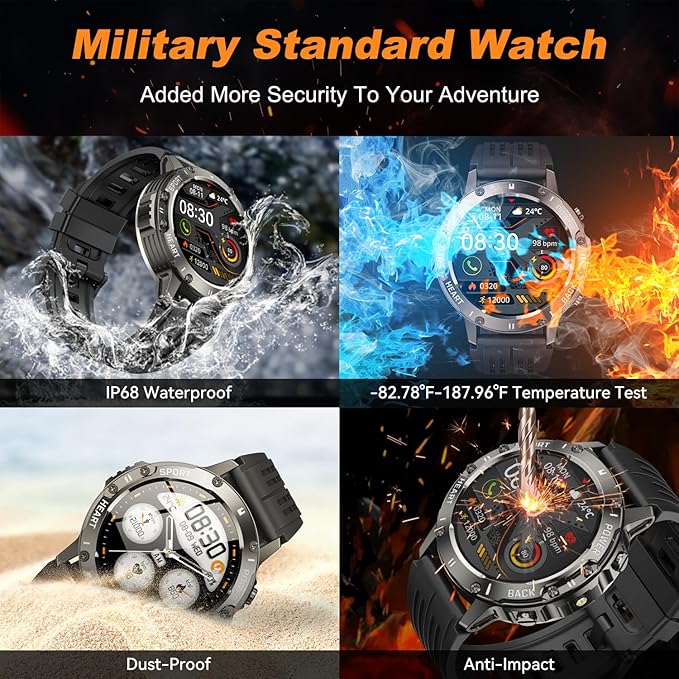 Smart Watch for Men Fitness Tracker: Smart Watches for Android Phones iPhone Bluetooth Waterproof Make Answer Call Digital Mens Watches Heart Rate Monitor Running Smartwatch Samsung Compatible