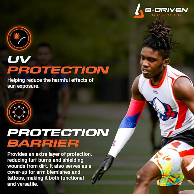 B-Driven Sports Sleeve Pro-Fit - Compression Arm Sleeve for Men & Women - Basketball & Volleyball Arm Sleeve - Single