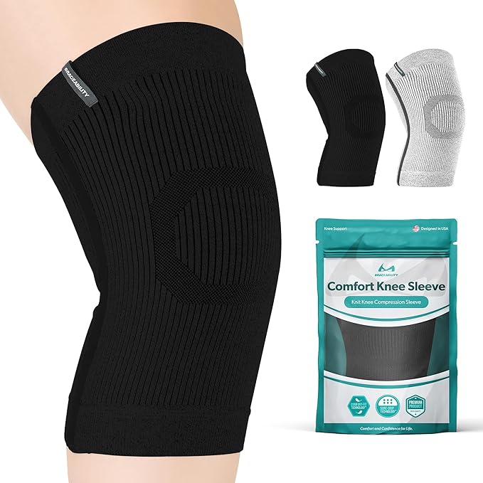 BraceAbility Plus Size Knee Brace for Women and Men – Compression Sleeve for Knee Pain Relief, Arthritis, Swelling, Osteoarthritis, Meniscus Tear, Joint Support Knee Stabilizer (5XL/6XL Black)