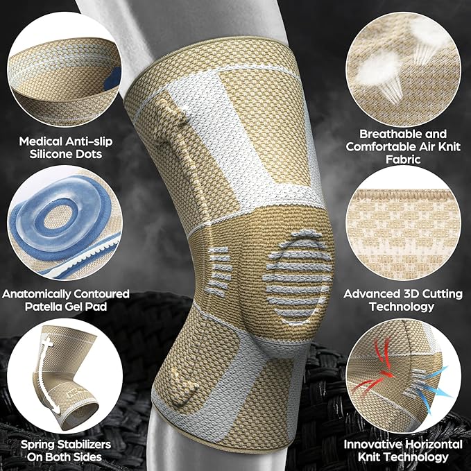 NEENCA Professional Knee Brace for Pain Relief, Medical Knee Compression Sleeve, Knee Support with Horizontal Knit Tech for Meniscus Tear, ACL, Arthritis, Joint Pain, Runner, Workout