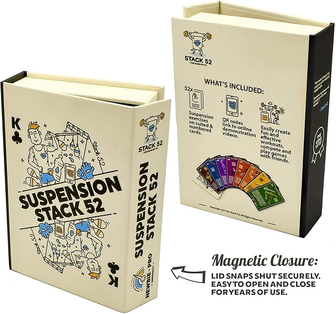 Stack 52 Suspension Exercise Cards. Compatible with All Suspension Trainers. Suspended Bodyweight Resistance Workout Game. Video Instructions Included. Fun Home Fitness Program. (New Deck)
